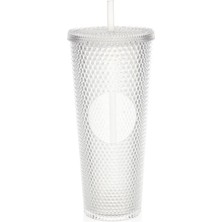 Braventa Collection Kristal Desen 750 ml Pipetli Soğuk Içecek/kahve Bardağı Beyaz