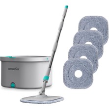 Braventa Collection 4 Adet Mikrofiber Mop Temiz&kirli Suyu Ayırma Özelliği Otomatik Temizlik Seti Paspas