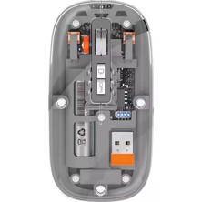 Braventa Collection Şeffaf Kablosuz Mouse USB Reciever ile Bağlan Modern Transparan Tasarım ile M233 (Gri)