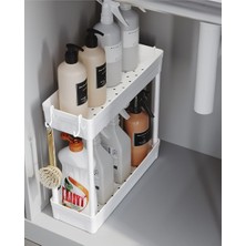 Braventa Collection Rafata Çok Amaçlı 2 Katlı Evye Altı Düzenleyicisi Askılı Banyo Düzenleyici Dolap Içi Organizer Raf