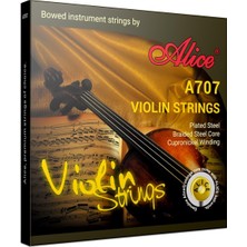 Braventa Collection Alice A707 Keman Teli Seti, Kaplama Çelik Düz Tel, Örgülü Çelik Çekirdek, Al-Mg ve Bakır Nikel Sargı