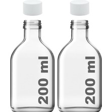 Braventa Collection 200 ml Yassı Şeffaf Cold Brew Şişesi Plastik Beyaz Kapaklı 200 cc Soğuk Kahve Cam Şişe 2 Adet