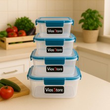 Braventa Collection Vios Store 4’lü Kilitli Saklama Kabı Seti – Sızdırmaz Kapaklı, Farklı Boy ve Renklerde, Bpa Içermez,