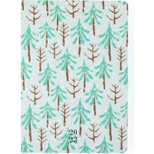 Braventa Collection , A5 Çam Ağacı Desenli Sert Karton Kapaklı 2023 Haftalık Ajanda, 128 Yaprak, Çizgisiz