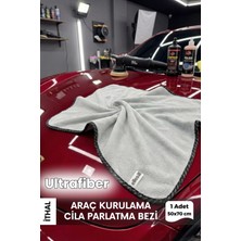 Ellesill Ithal Ultrafiber Araç Kurulama Bezi ve Parlatma Cila Bezi Gri Renk Bez 50X70 cm - 360 Gsm