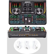 Braventa Collection Midex VS15 Üst Seviye Stüdyo Kayıt Canlı Yayın Şarjlı Ses Kartı Efektli Radyo Mikseri (Telefon ve Pc