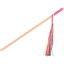 Braventa Collection Ahşap Kedi Oynatma Oltası Kedi Olta Kedi Oyuncak Püsküllü