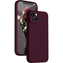 Braventa Collection iPhone 13 ile Uyumlu Kadife Astarlı Bordo Mat Silikon Kılıf – Kamera Korumalı, Şok Emici