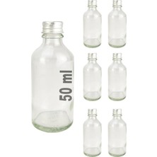 Braventa Collection Digithome 6’lı 50 ml Gümüş Metal Kapaklı Cam Zencefil Shot Şişesi Söz Nişan Hediyelik Kolonya Şişesi