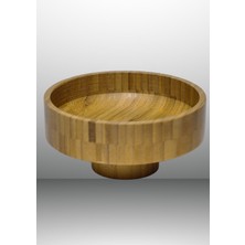 Decovibe Doğal Bambu Ayaklı Sunum Kasesi Yükseltilmiş Modern Sunumluk