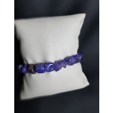 Mryart Mor/kahve Tonlarında Doğal Iri Akik Taşı Bileklik Unisex