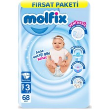 Braventa Collection Molfix Bebek Bezi 3 Beden Fırsat Paketi 4-9 kg 68 Adet