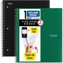 Braventa Collection Spiral Defter + Çalışma Uygulaması, 2'li Paket, 1 Konu, Kolej Çizgili Kağıt, Mürekkep Kanaması ile M