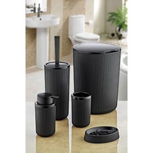 Braventa Collection 5 Parça Banyo Seti 7 Litre Dokunmatik Çöp Kovalı, Antibakteriyel Fırça (Gri)