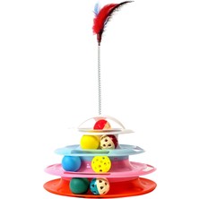 Braventa Collection 4 Katlı 7 Toplu ve Tüylü Yuvarlak Kedi Oyuncağı 24 x 13 cm Mix