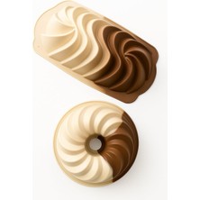 Braventa Collection Ikili Silikon Kek Kalıbı Spiral ve Yuvarlak Model Yapışmaz Isıya Dayanıklı Yumuşak Silikon Pasta ve