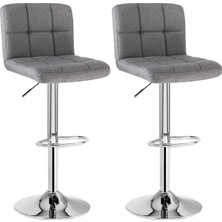 Braventa Collection Arkalıklı Bar Taburesi Yüksekliği Ayarlanabilir Keten Duman Gri 44,5 x 38 x 115 cm