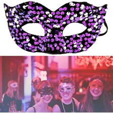 Kuzgun Ticaret Mor Renk Arkadan Lastikli Pul Payet Işlemeli Balo After Parti Maskesi - Lisinya