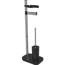 Braventa Collection Rimanova Suı Tuvalet Kağıtlık Tuvalet Fırçalı-Siyah M-E75T-06