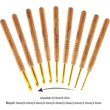 İğne İzi Tığ Işi Kanca Seti, Ahşap Saplı Ergonomik Kancalar 9’lu