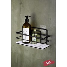 Braventa Collection Yapışkanlı Ömür Boyu Paslanmaz Ayarlanabilir Raf Banyo Düzenleyici Şampuanlık Beyaz Siyah Lş-01 Sb