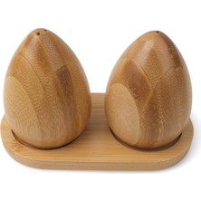 Braventa Collection Doğal Yumurta Şeklinde Bambu Tuzluk ve Karabiberlik | Antibakteriyel, Sağlıklı ve Ahşap Tuzluk & Bib