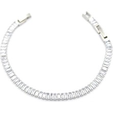 Kuzgun Ticaret Baget Taşlı Su Yolu Bileklik - Gümüş