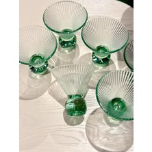 Roykıng Royking Ayaklı Dondurmalık Dik Çizgi Yeşil Kase Kokteyl Bardak  YV-353