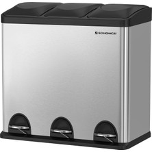 Braventa Collection 54 Litre Pedallı Mutfak Çöp Kovası, 3 Bölmeli, Iç Kovalar, Atık Ayırma Için 6 Etiket, Atık Ayırma Si