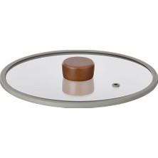 Braventa Collection 22CM Düz Silikon Çerçeveli Cam Kapak Gri D-NEOG022
