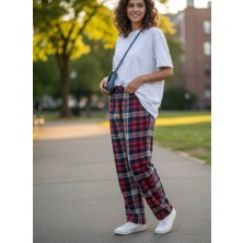 Havva Home Erkek Kadın (Unisex) Ekose Desenli Kareli Polar Pantolon Çift Kombini ve Hediye Için Uygun (Tek Alt)