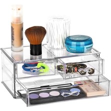 Braventa Collection Şeffaf Makyaj Malzemesi Organizer Büyük Kristal Makyaj Masası Organizatörü Kozmetik Düzenleme Güzell