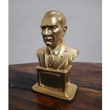 Hediyehanem Mustafa Kemal Atatürk Kaideli Büst Biblo -  Altın Sarısı Dekoratif Heykel - Hediyelik Ofis Aksesuarı