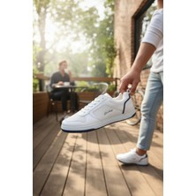 Enoch Erkek Spor ve Yürüyüş Ayakkabısı Tam Ortopedik Tabanlı Antrasit Mavi Detaylı Şık Model