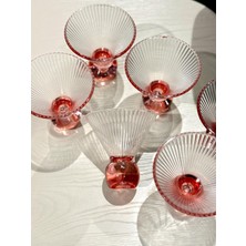 Roykıng Royking Ayaklı Dondurmalık Dik Çizgi Pembe Kase Kokteyl Bardak  YV-354
