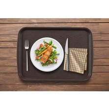 abnturk Büyük Boy Siyah Plastik Tepsi 53 x 37 cm