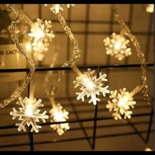 Pilelistore Kar Tanesi 5m 28 LED Gün Işığı Kar Tanesi 4 cm Pilli 2 Kademeli