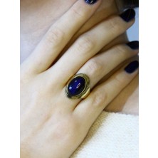 Esha Doğal Taş Mavi Kaplangözü Doğal Taşlı Kadın Ayarlanabillir Yüzük EUY1MKG