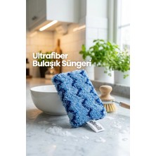 Ellesill Ithal Ultrafiber Bulaşık Süngeri Scrub Pro Mavi Renk Sünger 12X7X3 cm - 16G