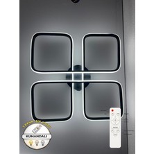 Zeya Lighting Yüksek Aydınlatmalı Kumandalı 4lü Kare Siyah Tavan Plafonyer LED Avize, 3 Renk Aydınlatma
