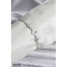 Kapsulavm Charmlı Model Zirkon Taşlı Gümüş Renk Su Yolu Kadın Bileklik