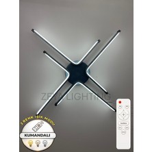 Zeya Lighting Yüksek Aydınlatmalı Kumandalı Kuzey Yıldızı Model Antrasit Tavan Plafonyer LED Avize, 3 Renk