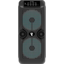 Çeşithane HF-4260 Çift 4 Inç Sürücülü Kablosuz Bluetooth Hoparlör - Taşınabilir Dış Mekan Subwoofer, Şarj Edilebilir ve LED Işıklı Parti Hoparlörü