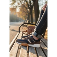 Enoch Erkek Lacivert Kahve Detaylı Esnek Tabanlı Günlük Spor Ayakkabı Sneaker