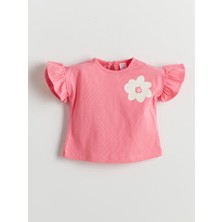 Lc Waikiki Yeni Sezon Bisiklet Yaka Çiçekli Kız Bebek Tişört