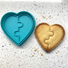 Craftelle Yapboz Kalp Kurabiye Kalıbı ve Damga Seti | Sevgililer Günü ve Nişan | Şeker Hamuru, Kil Şekillendirici