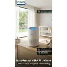 Philips Alerji ve Toz Uzmanı Akıllı Hava Temizleyici Bebek Odası Uyumlu Enerji Dostu Hepa Filtreli Beyaz