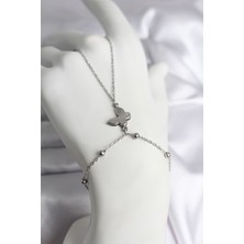 Kapsulavm 316L Çelik Gümüş Renk Kelebek Model Kadın Şahmeran