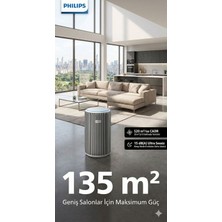 Philips 135M² Kapsama Alanlı Profesyonel Hava Temizleme Robotu Virüs Bakteri ve Alerjen Kalkanı Hepa Filtreli Ultra Sessiz ve Akıllı Beyaz