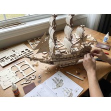 Tepeden Tırnağa 3D Ahşap Gemi Maketi Puzzle - Dev Boy Yelkenli Maket - Dıy Ahşap Puzzle Hobi Seti (56 \40 Cm)